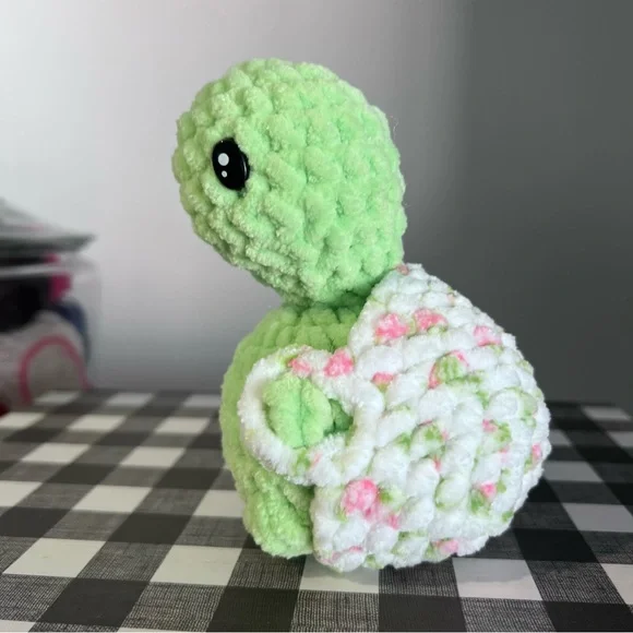 Crochet Cheeky Turtle with Removable Shell made by Petunias Plushie Patch - Picture 8 of 8